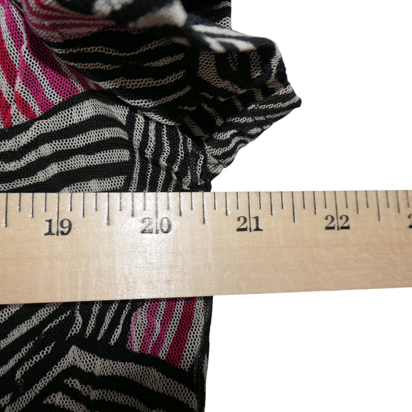 Alfani Baby Doll Blouse Women 2X Pink Black Empire Waist Mesh Lined Short Sleeve - Picture 7 of 12